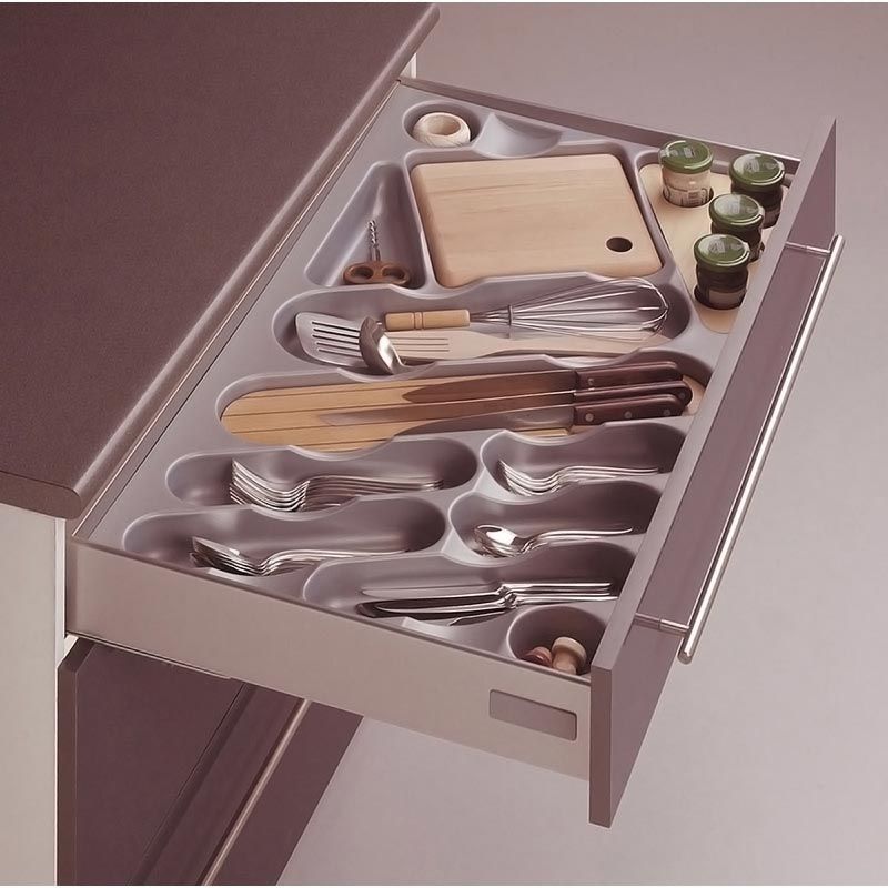 Range-couverts Design Gris aluminium pour caisson de 300 mm