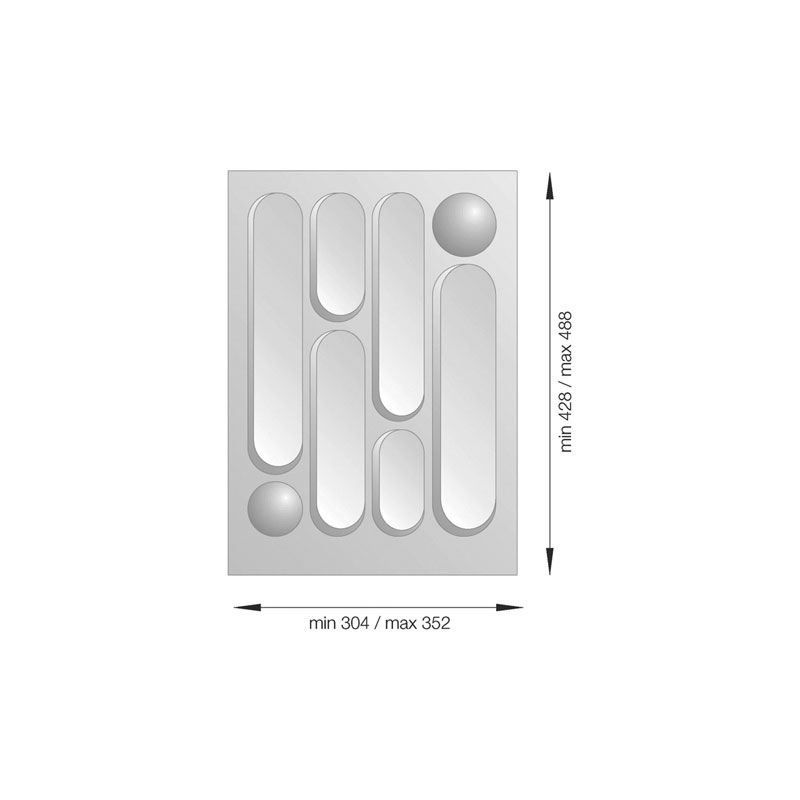 Range-couverts Design Gris aluminium pour caisson de 400 mm