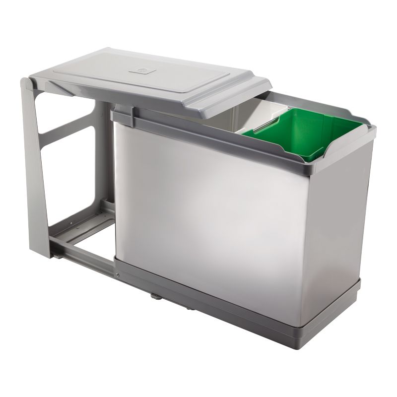 Poubelle coulissante inox 26L 2 bacs