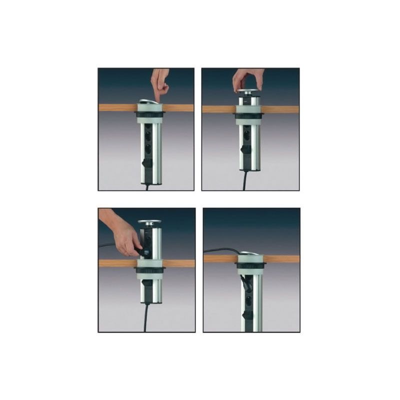 Borne multiprise escamotable 3 prises