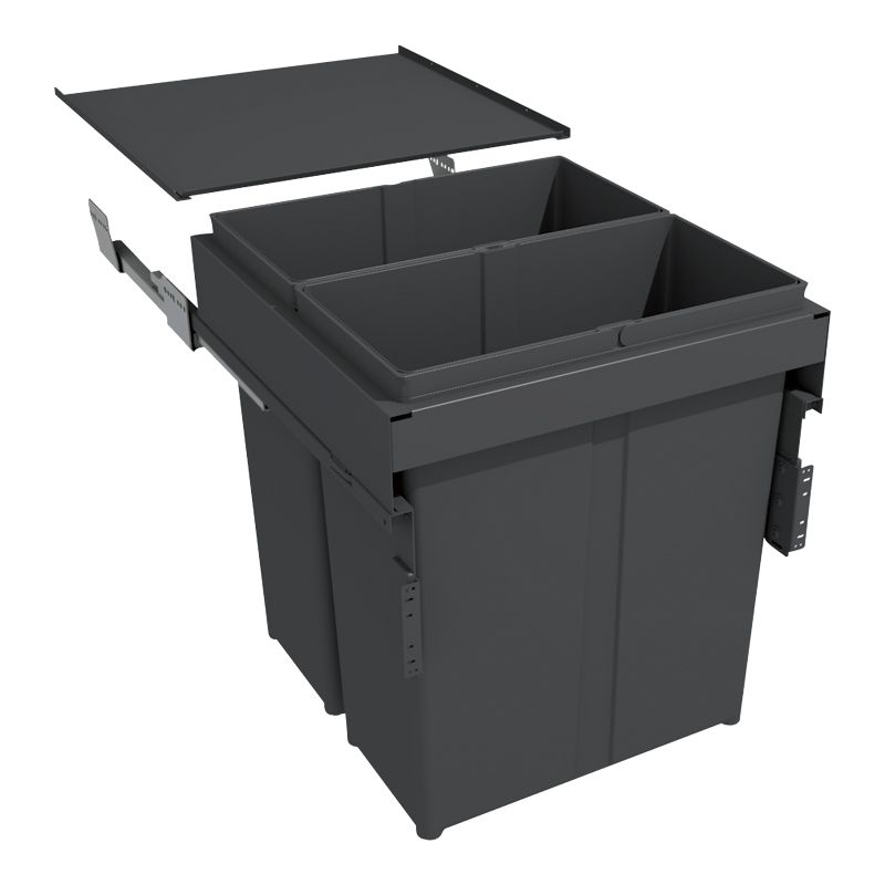 Poubelle coulissante suspendue 80L 2 bacs