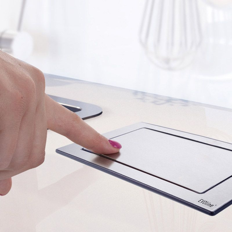 Bloc prises rotatif Inox brossé 2 prises + 1 USB