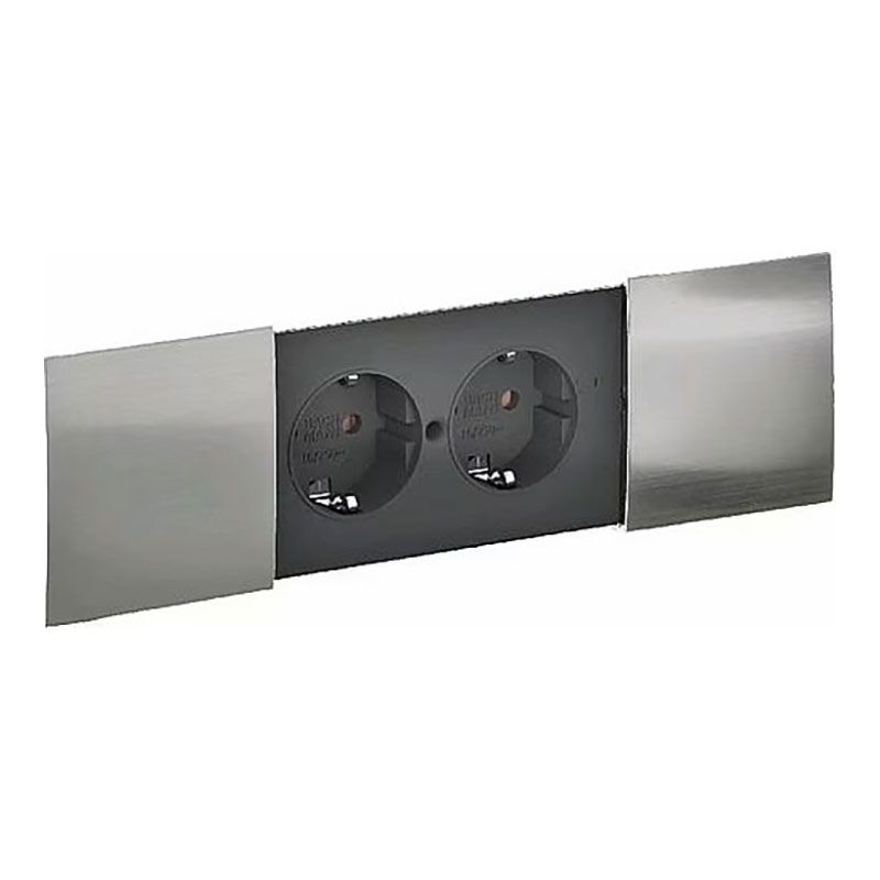 Cache plastique Inox pour bloc prise Due