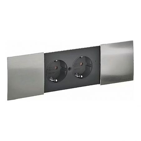 Cache plastique Inox pour bloc prise Due Cache plastique Inox pour bloc prise Due
