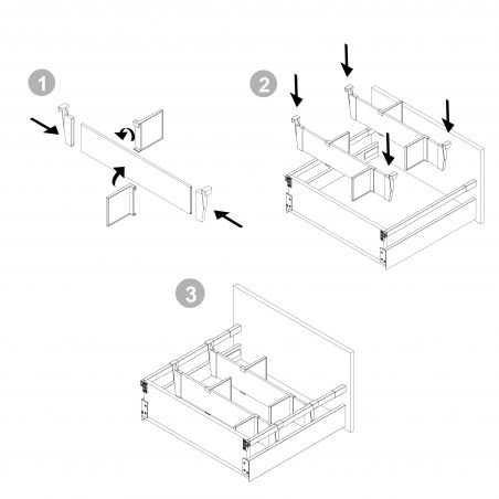 Lot de séparateurs pour intérieur de tiroirs Vertex et Concept pour caisson de 900 mm, Gris anthracite Lot de séparateurs pour intérieur de tiroirs Vertex et Concept pour caisson de 900 mm, Gris anthracite
