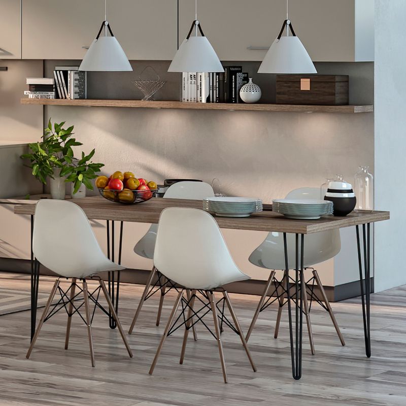 Lot de 4 pieds Hairpin 3 barres pour table, hauteur 710 mm, Noir