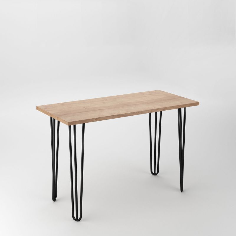 Lot de 4 pieds Hairpin 3 barres pour table, hauteur 710 mm, Noir