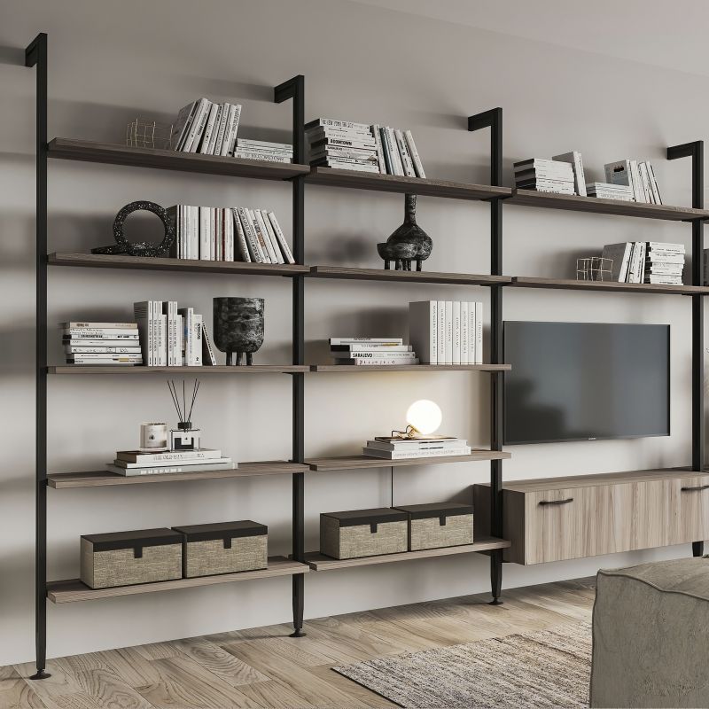 Kit cadre modulaire Zéro avec quincaillerie et 3 profils pour montage au sol et au mur avec niveleur rectangulaire, Noir