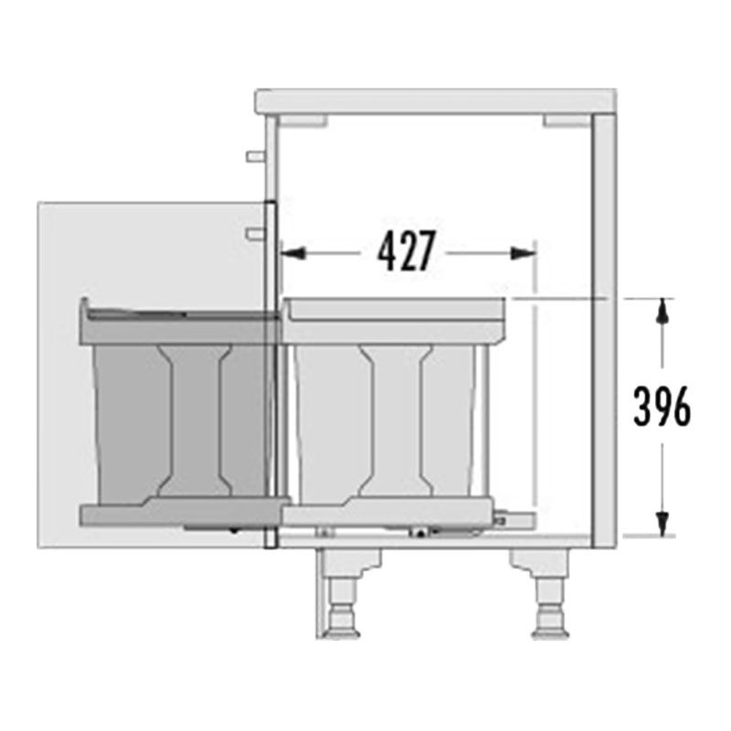 Poubelle coulissante 20L 1 bac