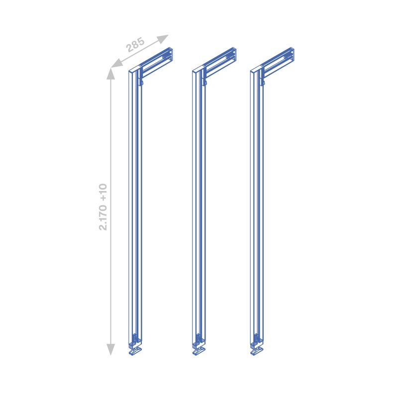 Kit cadre modulaire Zéro avec quincaillerie et 3 profils pour montage au sol et au mur avec niveleur rectangulaire, Noir