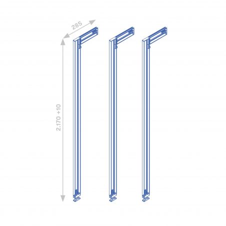 Kit cadre modulaire Zéro avec quincaillerie et 3 profils pour montage au sol et au mur avec niveleur rectangulaire, Noir