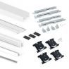 Kit pour Placard 2 portes coulissantes avec ouverture et fermeture amorties, panneaux épaisseur 16mm non inclus, Blanc Kit pour Placard 2 portes coulissantes avec ouverture et fermeture amorties, panneaux épaisseur 16mm non inclus, Blanc
