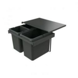 Cox Stand-UP® 350 S/600-3, Système de poubelles pour tiroir 3 bacs 42 L pour caisson de 600mm, anthracite, H 350 mm