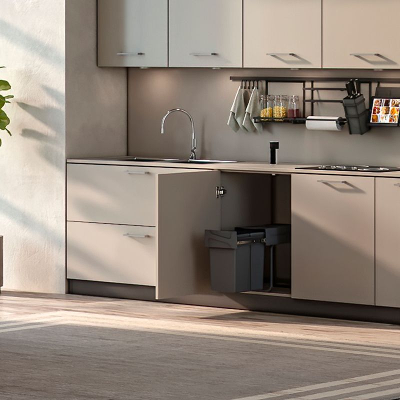 Poubelle de tri 20L, fixation au sol et extraction manuelle, Gris anthracite