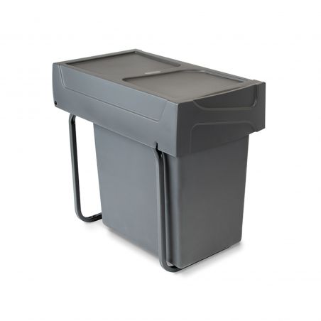 Poubelle de tri 20L, fixation au sol et extraction manuelle, Gris anthracite Poubelle de tri 20L, fixation au sol et extraction manuelle, Gris anthracite