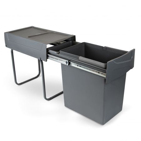 Poubelle de tri 20L, fixation au sol et extraction manuelle, Gris anthracite Poubelle de tri 20L, fixation au sol et extraction manuelle, Gris anthracite