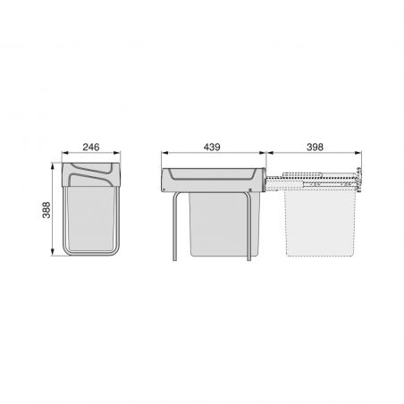 Poubelle de tri 20L, fixation au sol et extraction manuelle, Gris anthracite Poubelle de tri 20L, fixation au sol et extraction manuelle, Gris anthracite