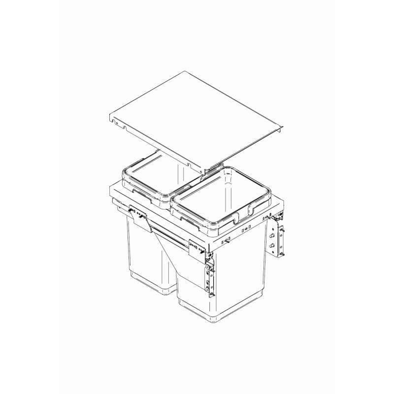 Poubelle coulissante suspendue 40L 2 bacs