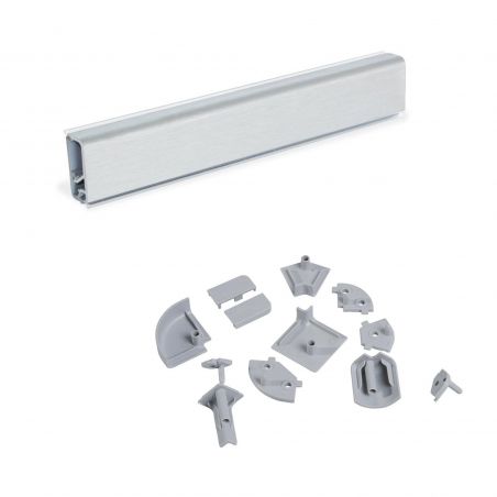 Lot de 2 profils d'étanchéité Miniline avec accessoires de montage, longueur 2,35m, Anodisé satiné Lot de 2 profils d'étanchéité Miniline avec accessoires de montage, longueur 2,35m, Anodisé satiné