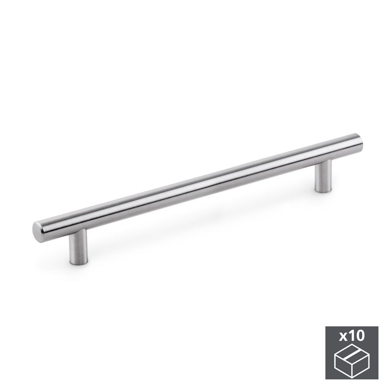 Lot de 10 Poignées Orlando, L 178 mm, entraxe 128 mm, Nickel satiné