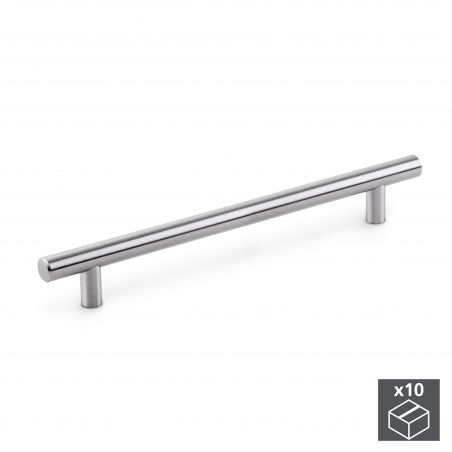 Lot de 10 Poignées Orlando, L 178 mm, entraxe 128 mm, Nickel satiné Lot de 10 Poignées Orlando, L 178 mm, entraxe 128 mm, Nickel satiné