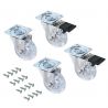 Lot de 4 Roulettes transparentes Slip avec platine de montage, Ø 75 mm Lot de 4 Roulettes transparentes Slip avec platine de montage, Ø 75 mm
