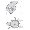 Lot de 4 Roulettes transparentes Slip avec platine de montage, Ø 75 mm Lot de 4 Roulettes transparentes Slip avec platine de montage, Ø 75 mm