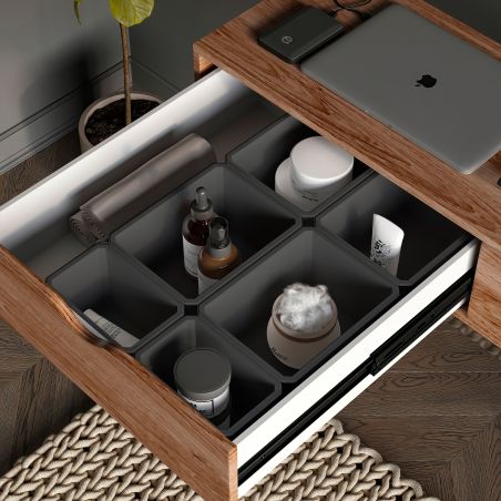 Kit de 4 bacs de rangement pour tiroirs de salle de bain, Gris anthracite Kit de 4 bacs de rangement pour tiroirs de salle de bain, Gris anthracite
