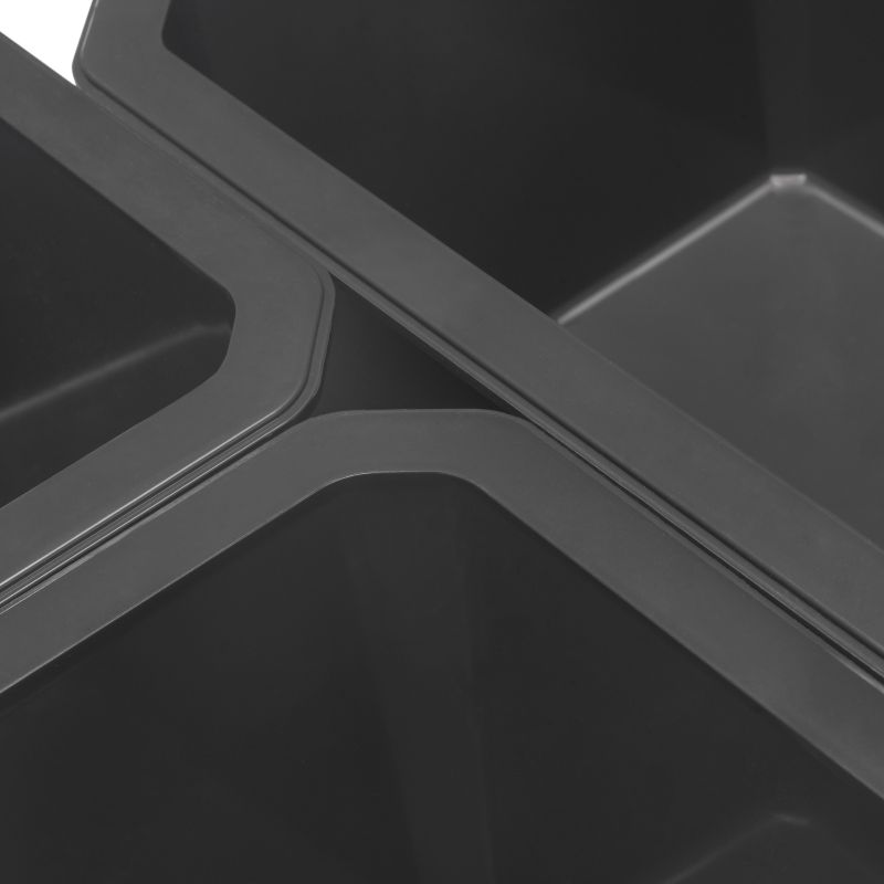 Kit de 4 bacs de rangement pour tiroirs de salle de bain, Gris anthracite