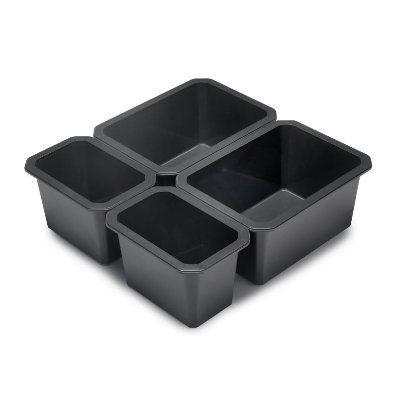 Kit de 4 bacs de rangement pour tiroirs de salle de bain, Gris anthracite