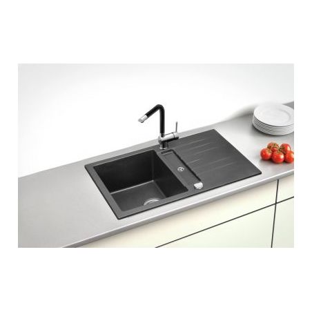 Corto 780 - lot Evier encastrable, granite nero et mitigeur Drive 1S, couleur acier inox/noir Corto 780 - lot Evier encastrable, granite nero et mitigeur Drive 1S, couleur acier inox/noir