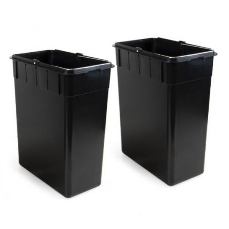 Bac de tri sélectif à 2 compartiments, ouverture du couvercle par pédale, 2 bacs de 15 litres, Acier inoxydable Bac de tri sélectif à 2 compartiments, ouverture du couvercle par pédale, 2 bacs de 15 litres, Acier inoxydable