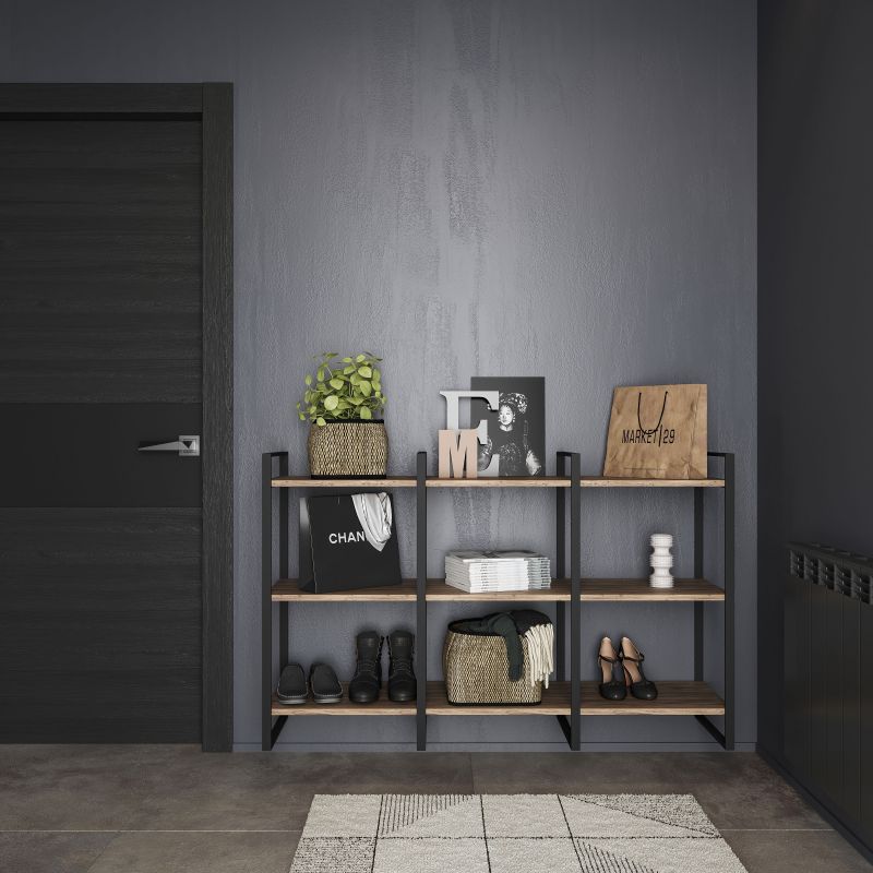 Jeu de 2 structures Lader pour étagère, hauteur 830mm, Noir