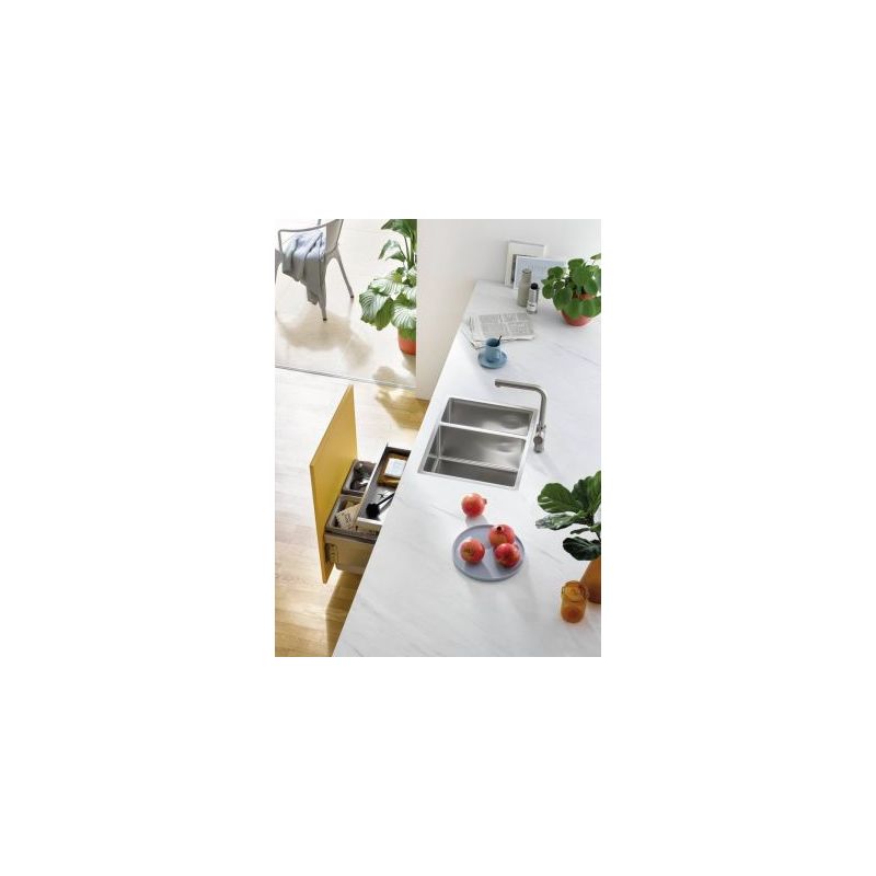 Lot Corno Piu PFU11, Evier encastrable bac à droite avec robinetterie Mio 3