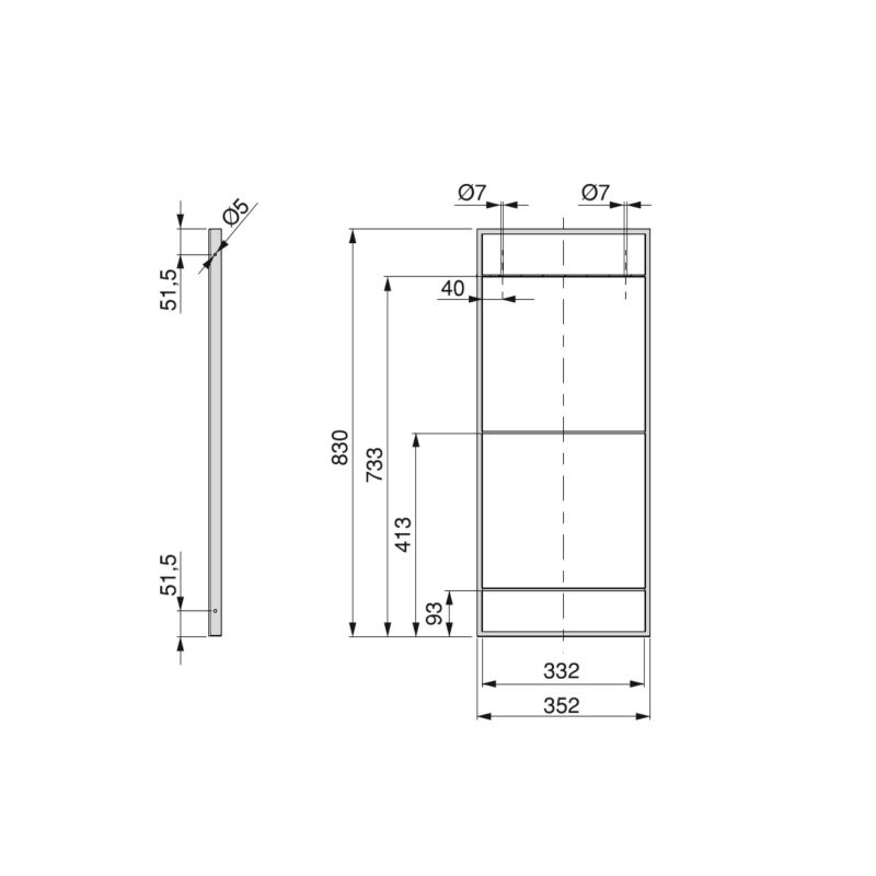 Jeu de 2 structures Lader pour étagère, hauteur 830mm, Noir