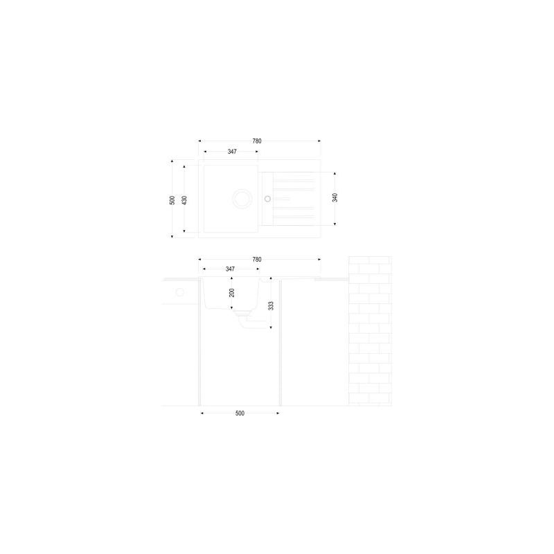 Lot Corto 780, Evier encastrable avec Robinetterie haute pression Gramix 1, Granite magnolia