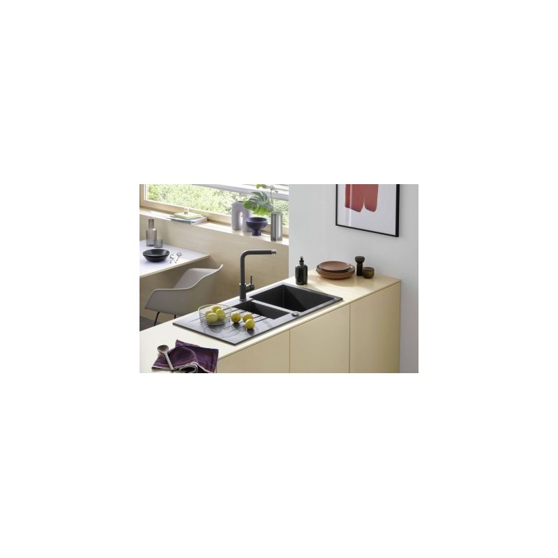 Lot Corto 780, Evier encastrable avec Robinetterie haute pression Gramix 1, Granite lava