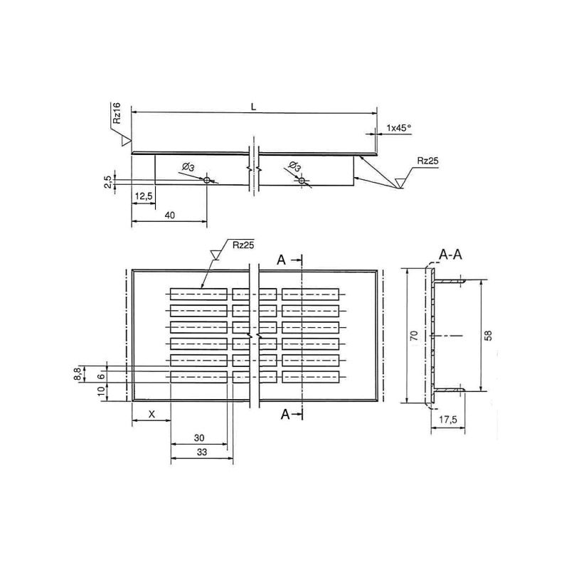 Grille d'aération aluminium