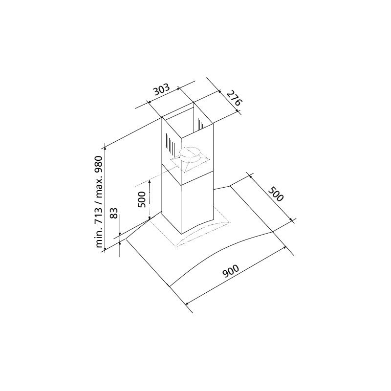 Hotte décorative murale Soft 900mm