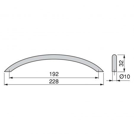 Lot de 20 Poignées Porto, L 228 mm, entraxe 192 mm, Nickel satiné Lot de 20 Poignées Porto, L 228 mm, entraxe 192 mm, Nickel satiné