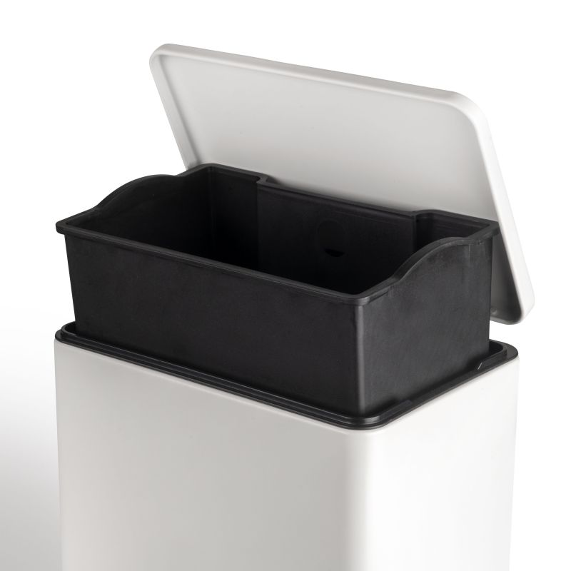 Poubelle rectangulaire extérieur avec ouverture à pédale, Blanc