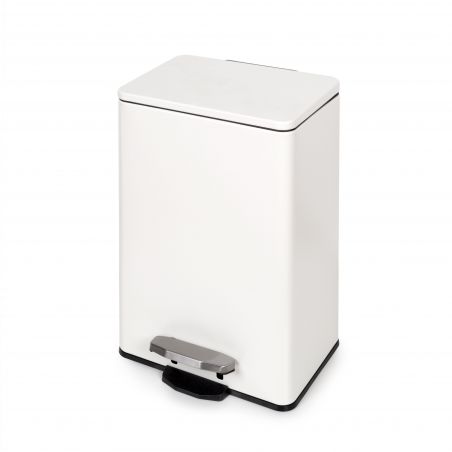 Poubelle rectangulaire extérieur avec ouverture à pédale, Blanc