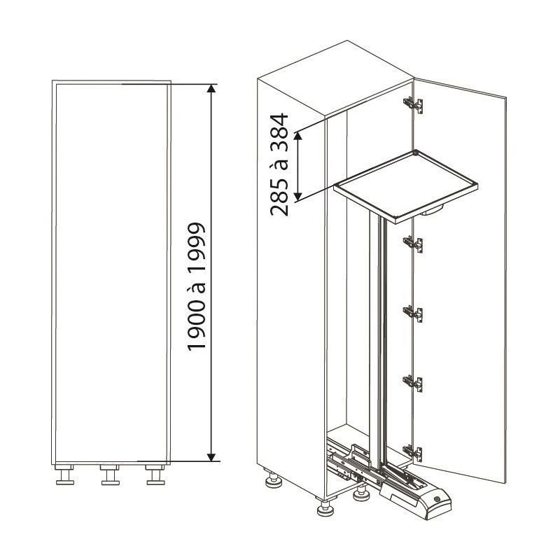 Armoire coulissante CONVOY Lavido pour caisson de 600mm, Blanc