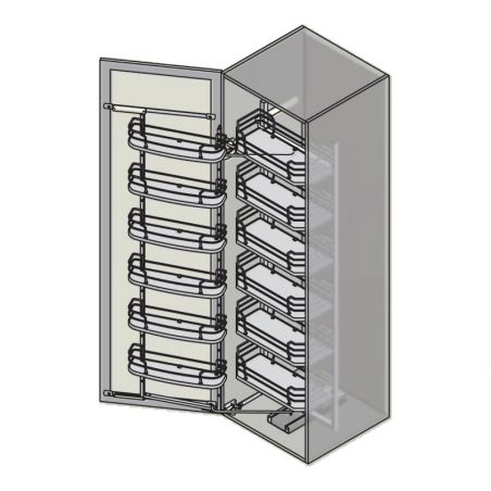 Armoire coulissante complète pour caisson de 600mm, Gris/Fil chromé Armoire coulissante complète pour caisson de 600mm, Gris/Fil chromé