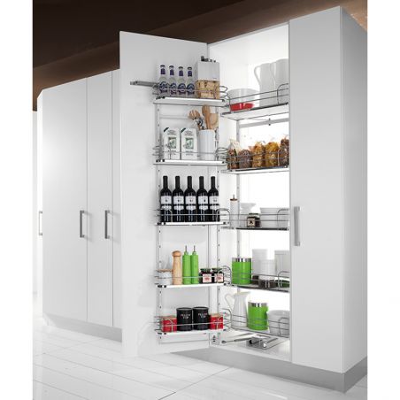 Armoire coulissante complète pour caisson de 600mm, Gris/Fil chromé Armoire coulissante complète pour caisson de 600mm, Gris/Fil chromé
