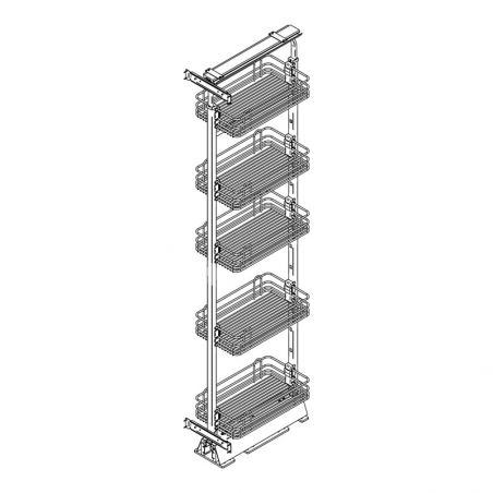 Armoire coulissante complète 6 corbeille pour caisson de 400mm, Fil rond chromé