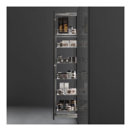 Armoire coulissante complète 6 corbeille pour caisson de 400mm, Fil rond chromé