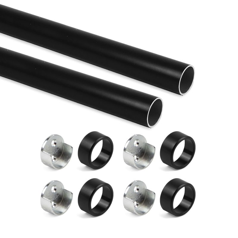 Kit tube de penderie circulaire Ø28, 0,75 m, Noir