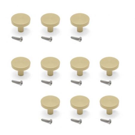 Lot de 10 boutons Uppsala, diamètre 30mm, Aluminium, Or Lot de 10 boutons Uppsala, diamètre 30mm, Aluminium, Or