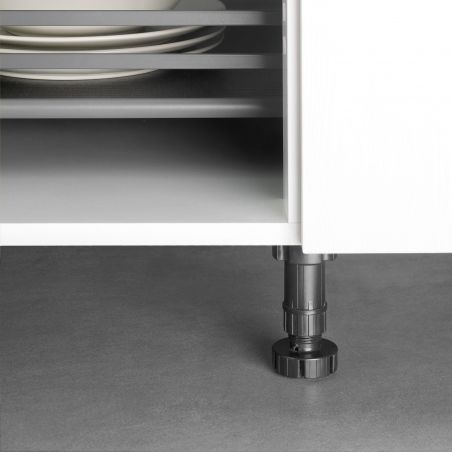 Lot de 40 pieds réglables avec base pré-assemblée pour meuble, hauteur 118 - 135 mm, Noir Lot de 40 pieds réglables avec base pré-assemblée pour meuble, hauteur 118 - 135 mm, Noir